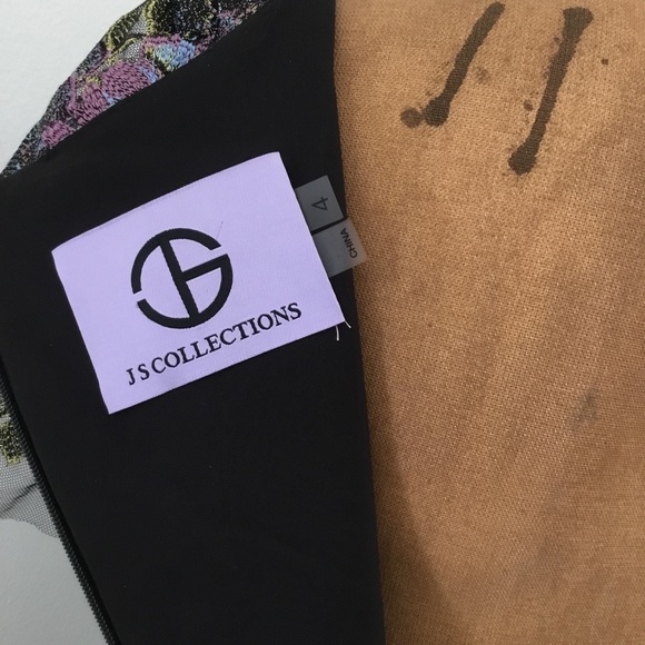 JS COLLECTIONS Metallic Floral Embroidered Gown - Picture 7 of 8